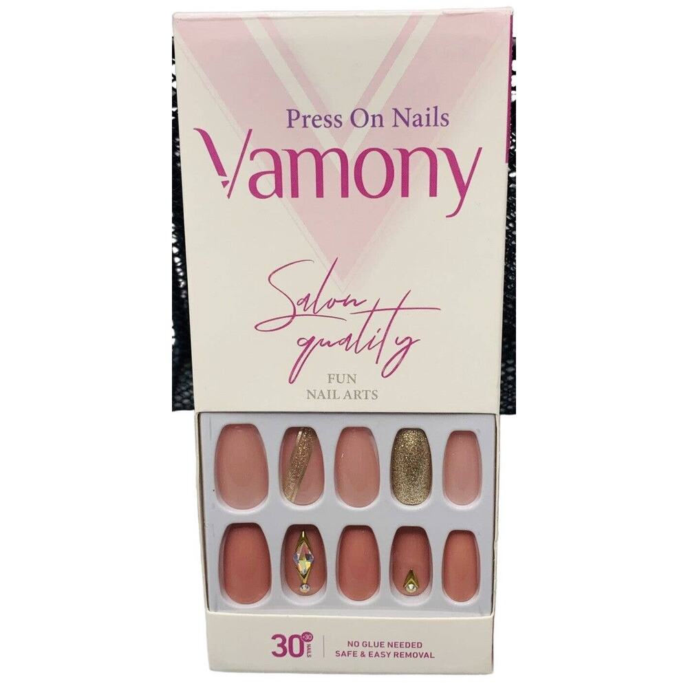 Vamony Press on Nails Salon Quality Fun Nail Art, No Glue Needed